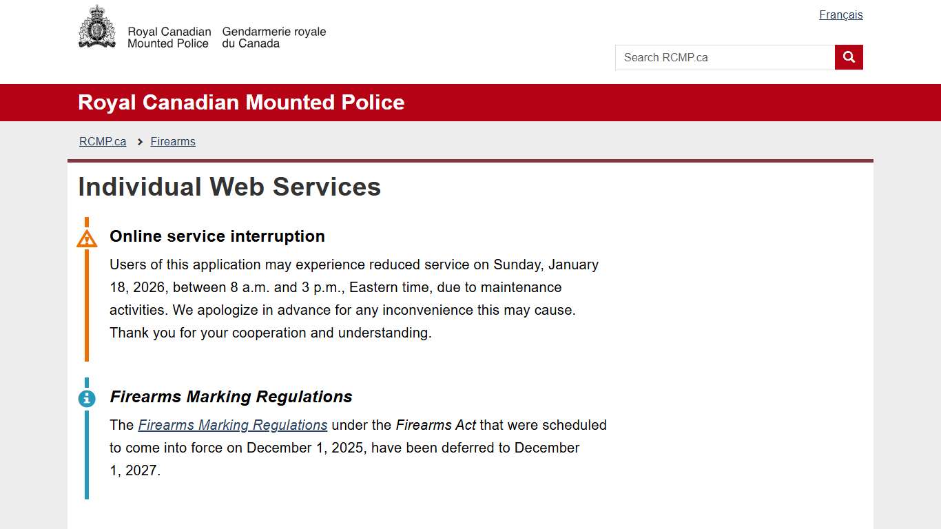 Individual Web Services | Royal Canadian Mounted Police